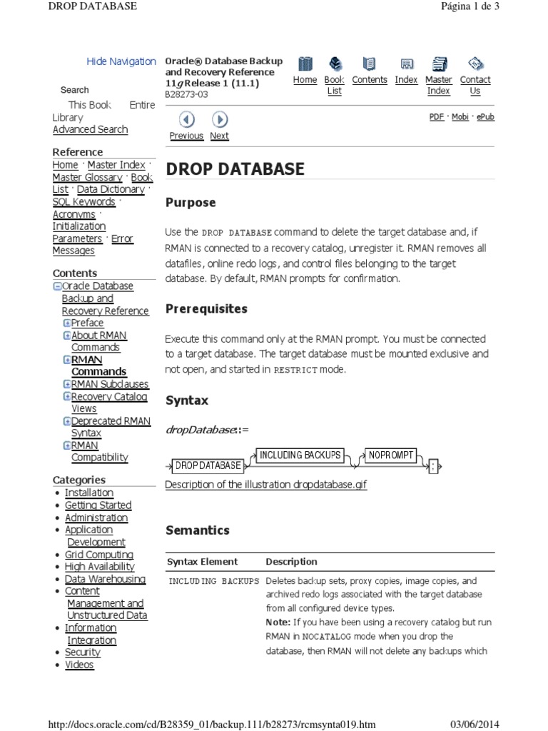 Drop Database: Purpose | PDF