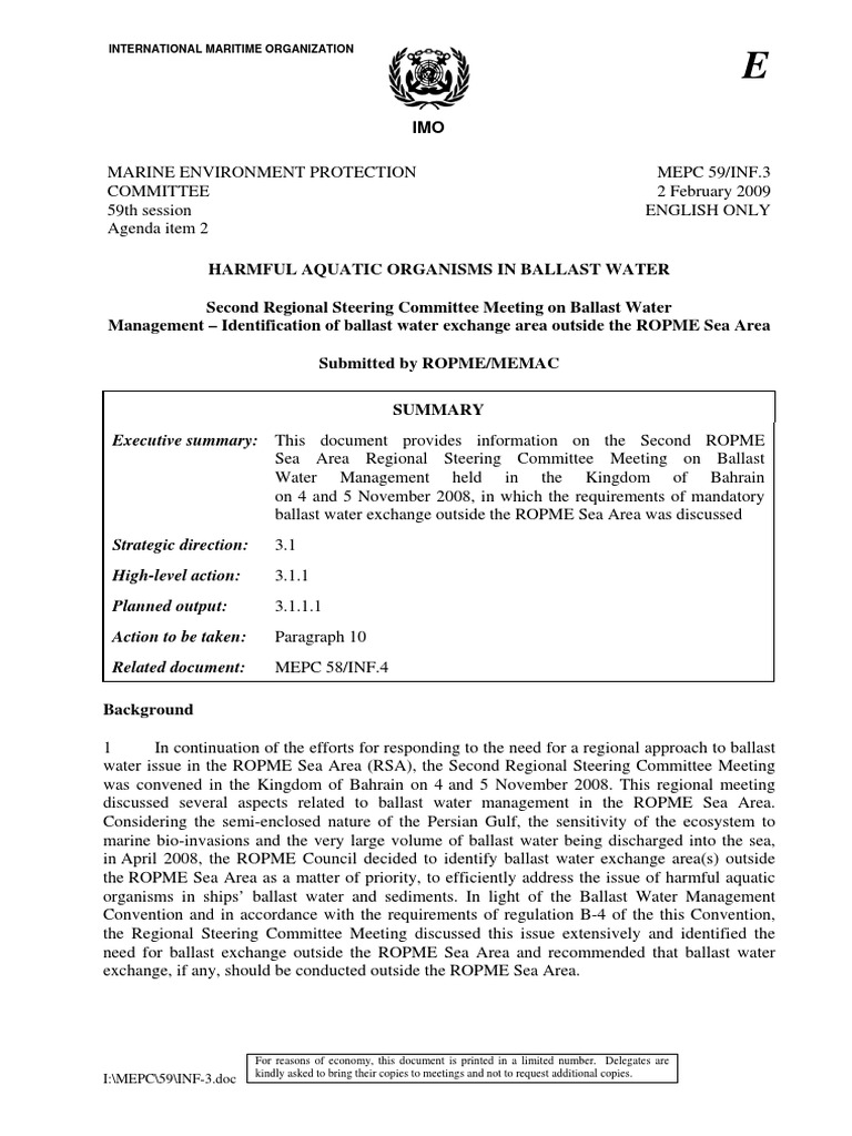 Identifying Mandatory Ballast Water Exchange Areas Outside the