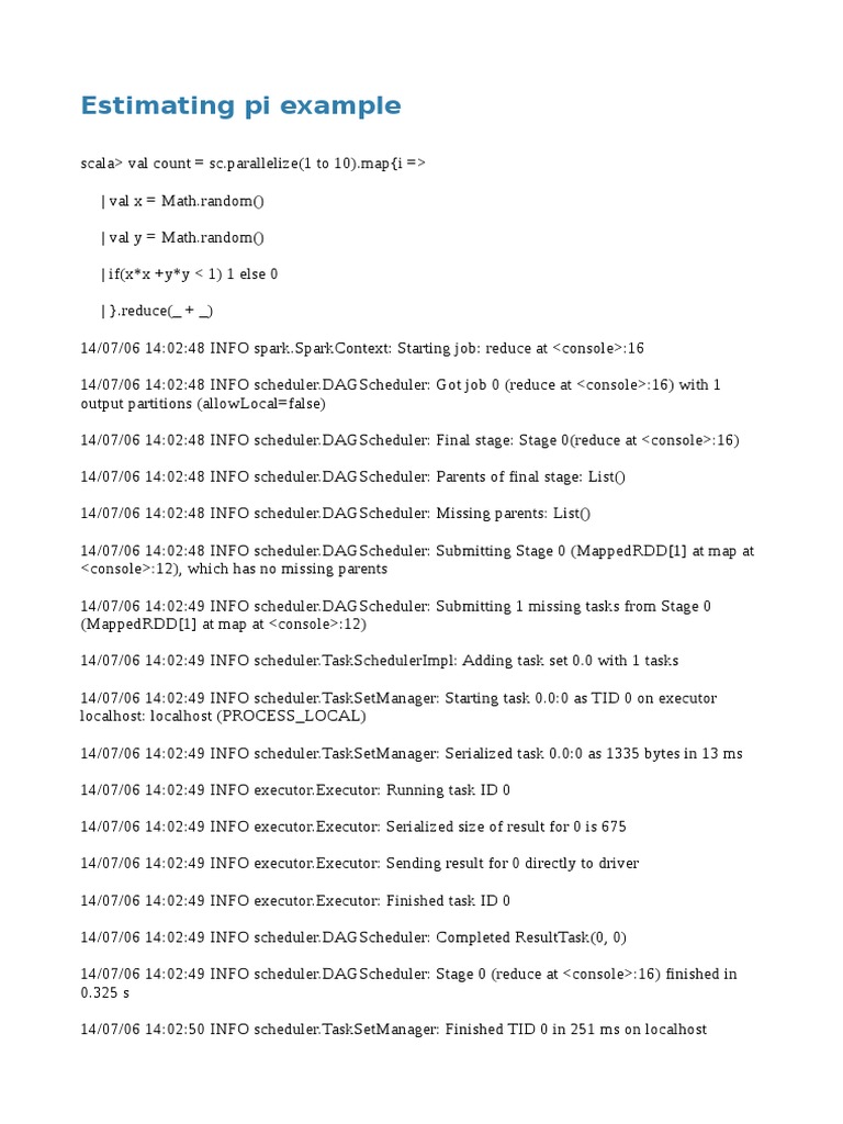 Spark Test Example Scheduling Computer Engineering