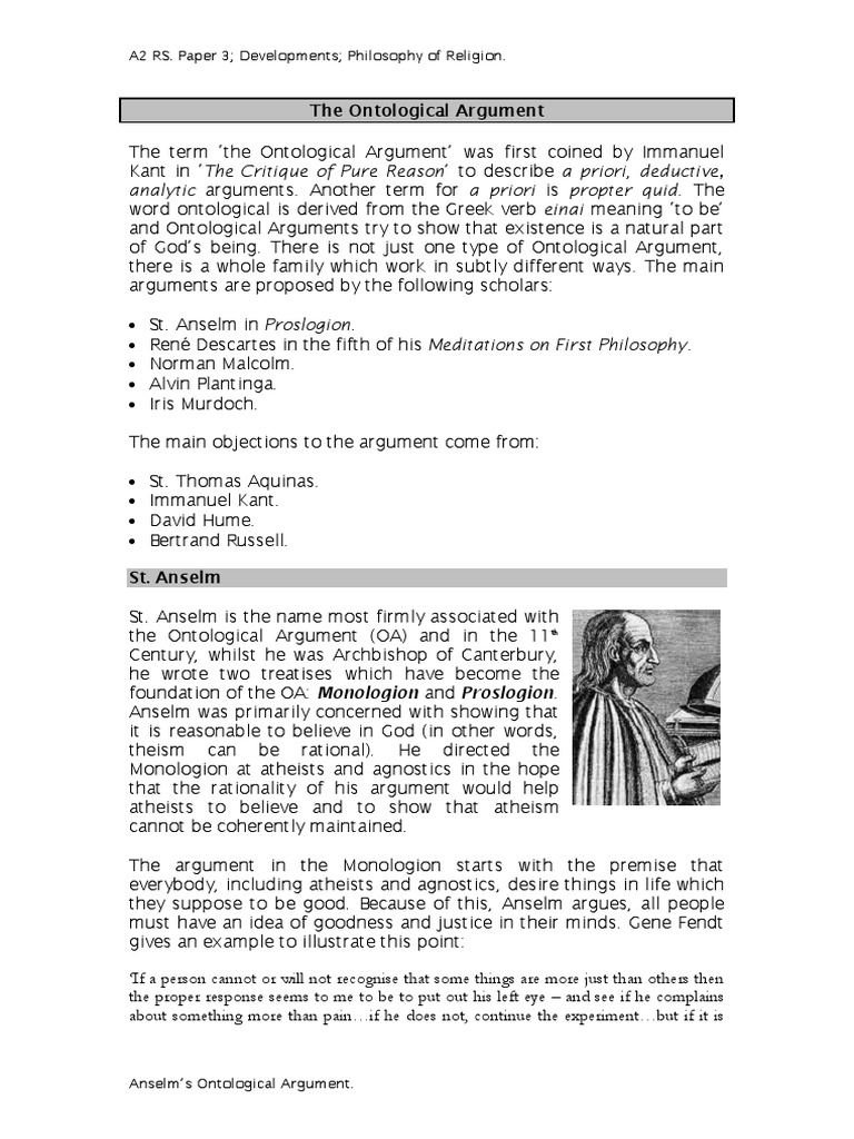 What is anselm's ontological argument image