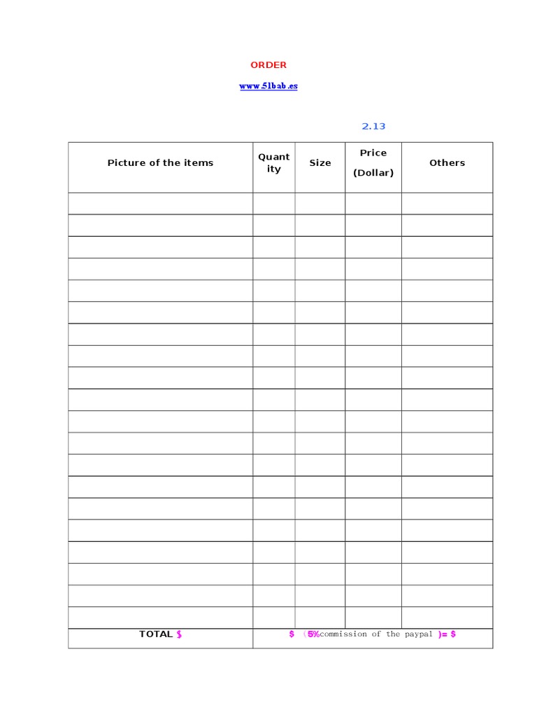 Order Form and Payment Instructions | PDF