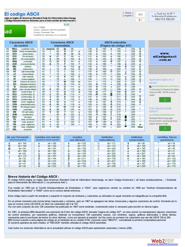 WWW Elcodigoascii Com Ar | PDF | Notación | Símbolos tipográficos