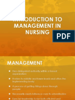 Introduction To Management in Nursing