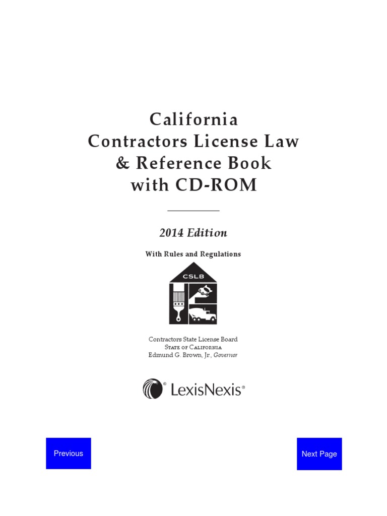 California Contractors License Law & Reference Book With CDROM PDF General Contractor