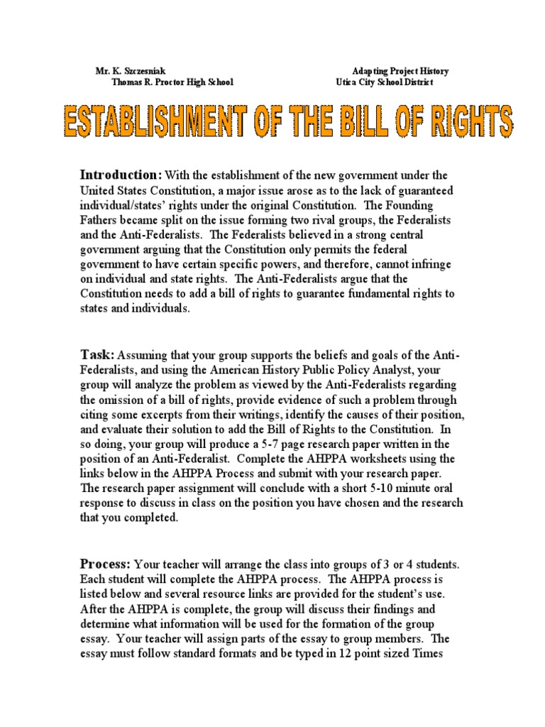 Anti-Federalists and the Bill of Rights | PDF | United States Bill Of ...
