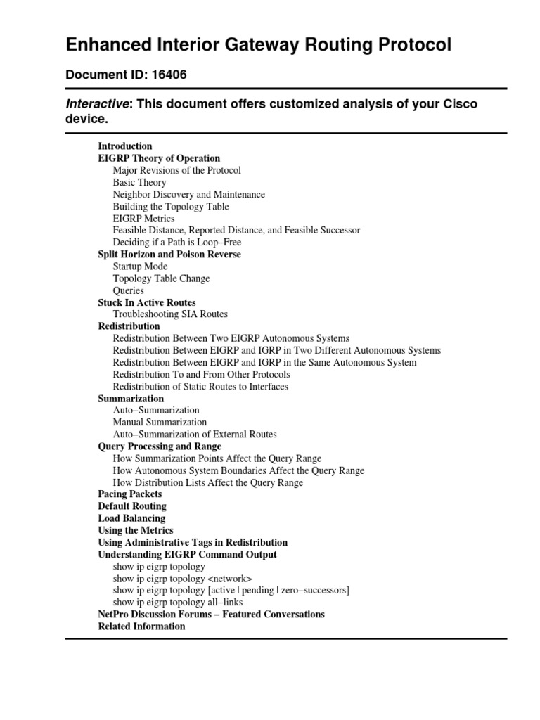 Cisco Doc 16406 Eigrp | PDF | Routing | Router (Computing)
