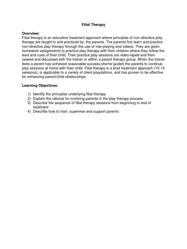 Filial Therapy Techniques Explained | PDF