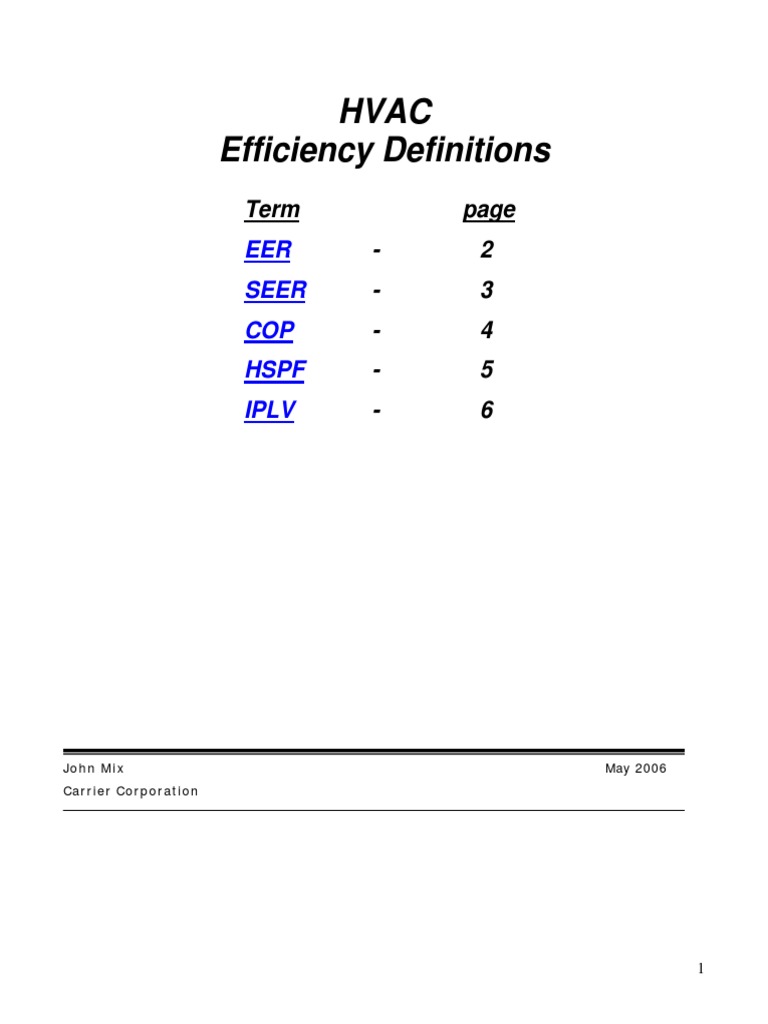Hvac Efficiency Definitions Term 2 3 4 5 6 PDF Heat Pump Air Conditioning
