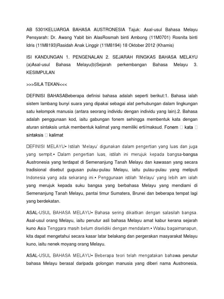 Doc Kosa Kata Melayu Awal Abad Ke Nathesan Sellappan Academia Edu