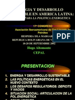 Energia Y Desarrollo Sustentable en America Latina:: Hugo Altomonte Cepal