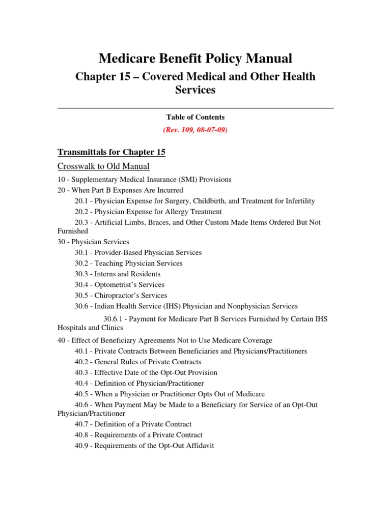 Medicare Benefit Policy Manual | PDF | Chiropractic | Medicare (United States)