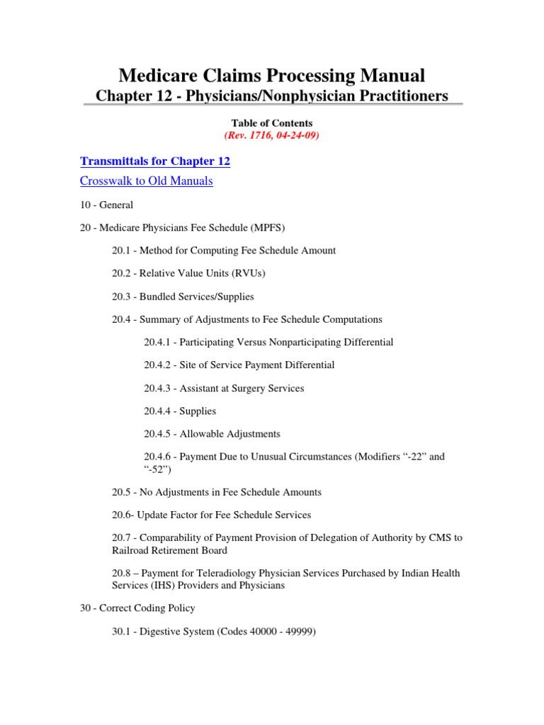 Medicare Claims Processing Manual PDF Medicare (United States