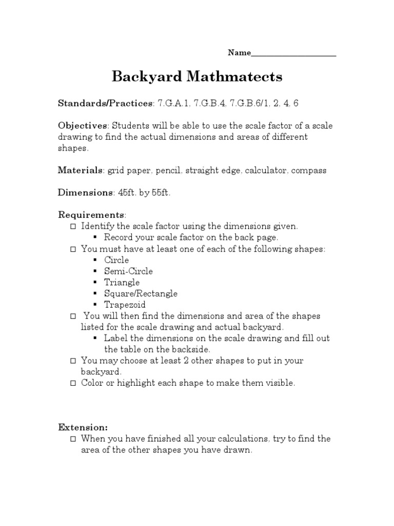 Middle School Geometry Project | PDF