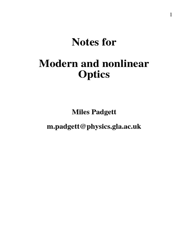 Modern and Nonlinear Optics | PDF | Laser | Coherence (Physics)