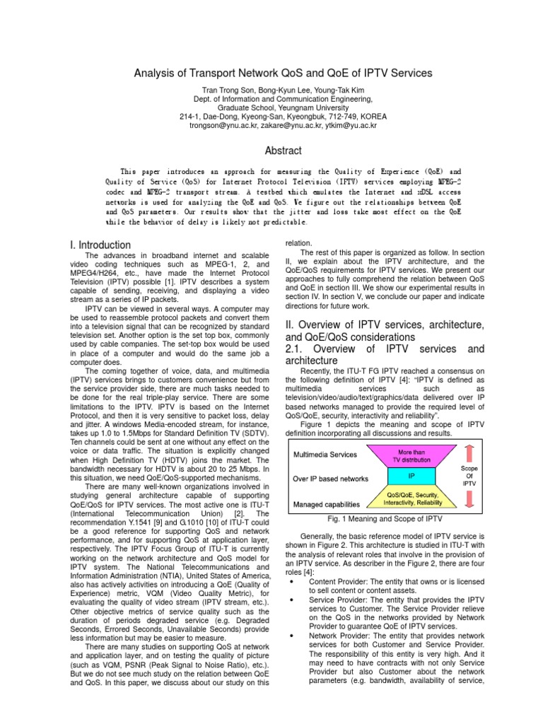 IPTV QoS and QoE Analysis Study | PDF | Iptv | Quality Of Service