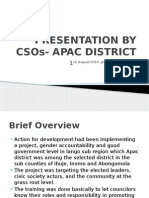 Presentation by Csos-Apac District: ST/ August/2014. Protea Hotel Kampala