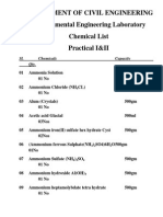 Department of Civil Engineering Environmental Engineering Laboratory Chemical List Practical I&II