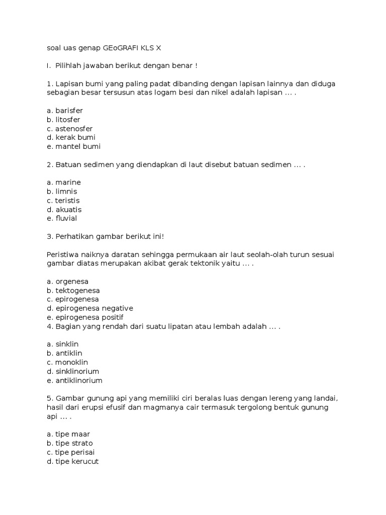 Soal UAS geografi kelas x Soal UAS geografi kelas x