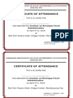 Certificate of Attendance: Administration