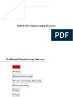 IEEM 215 Manufacturing Processes Overview