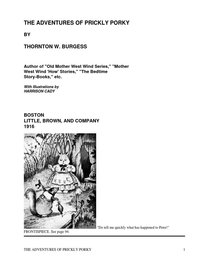 The Adventures of Prickly Porky by Burgess, Thornton W. (Thornton