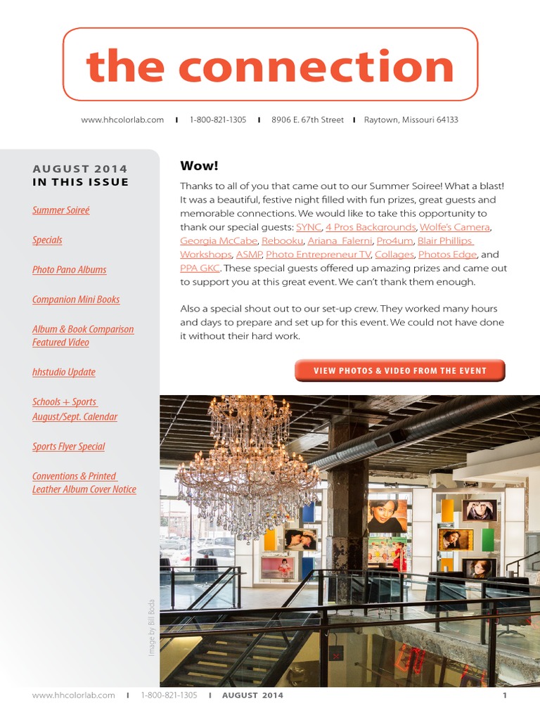 H&H Color Lab August Newsletter PDF Photograph Video