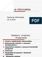 Medicinska Informatika UVODNO - Informativno Predavanje 15.3.2014