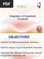 Lesson 9 Integration of Hyperbolic Functions