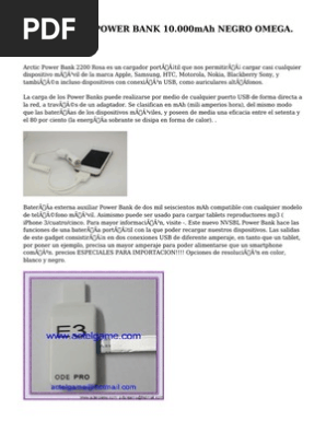 Omega Power Bank 10 000mah Negro Omega Pdf Usb Tableta