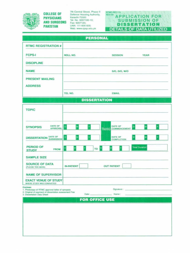 Cpsp dissertation experience proforma image