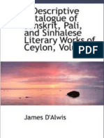 Discriptive Catalogue of Sanskrit, Pali and Sinhalese Litarary Works - Volume 1 by JAMES de ALVIS