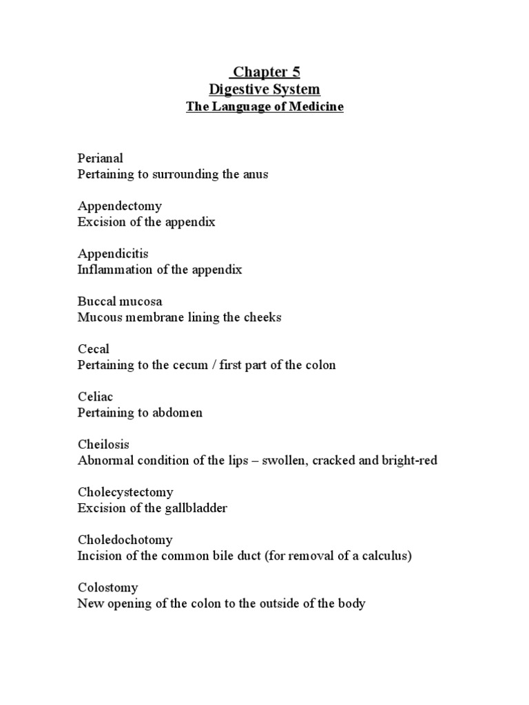 Digestive System Medical Terminology | PDF | Gastrointestinal Tract ...