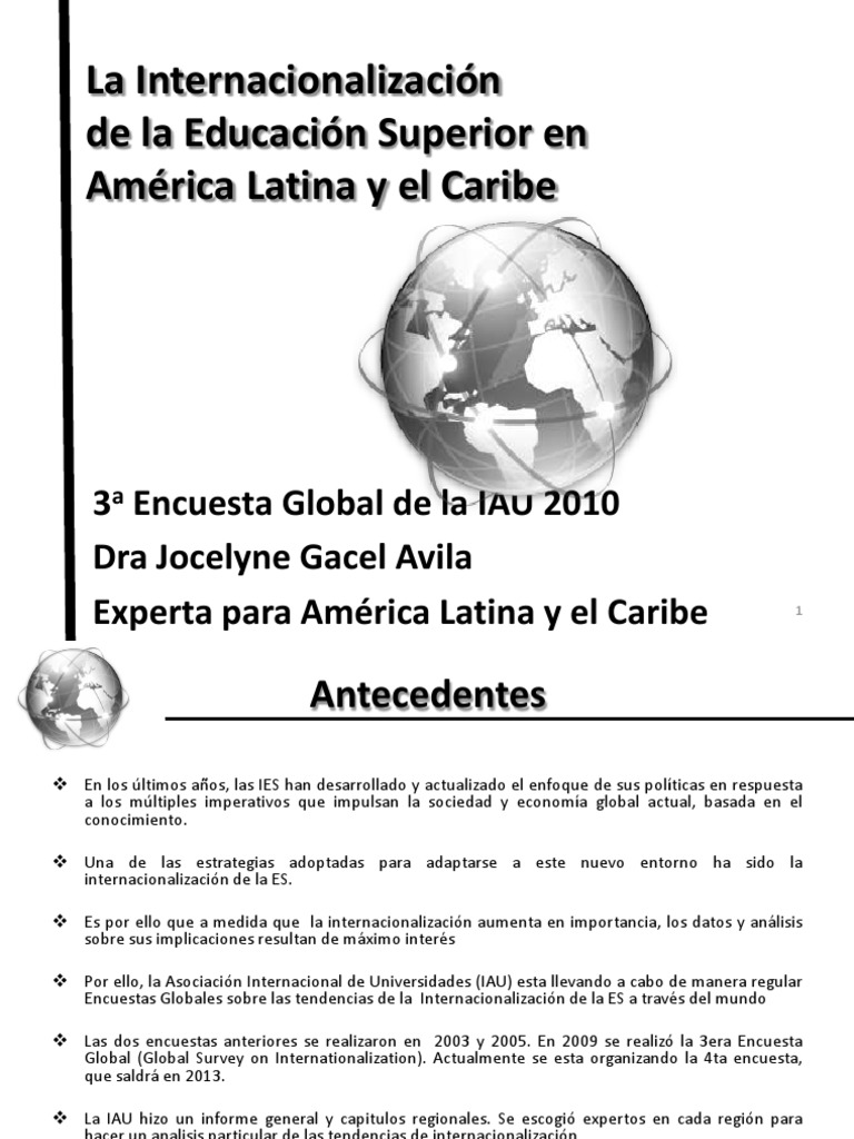 La Internacionalizacion de La Educacion Superior en America Latina y El ...