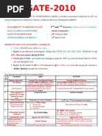 GATE Pamphlet 2010 With Information