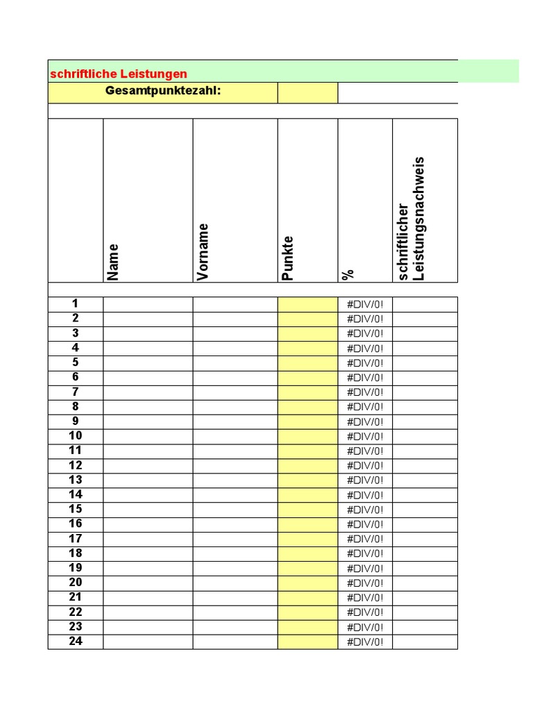 Schriftliche Leistungen und Notenübersicht | PDF
