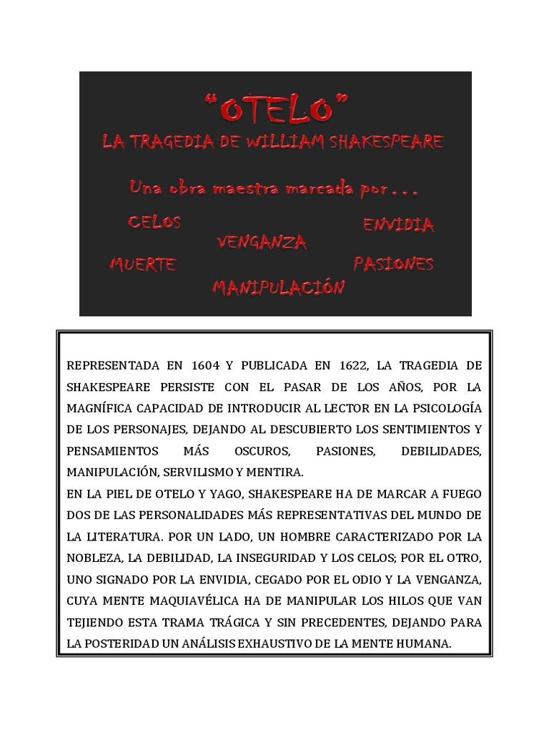 Análisis de "Otelo" de Shakespeare | PDF | OTELO | William Shakespeare