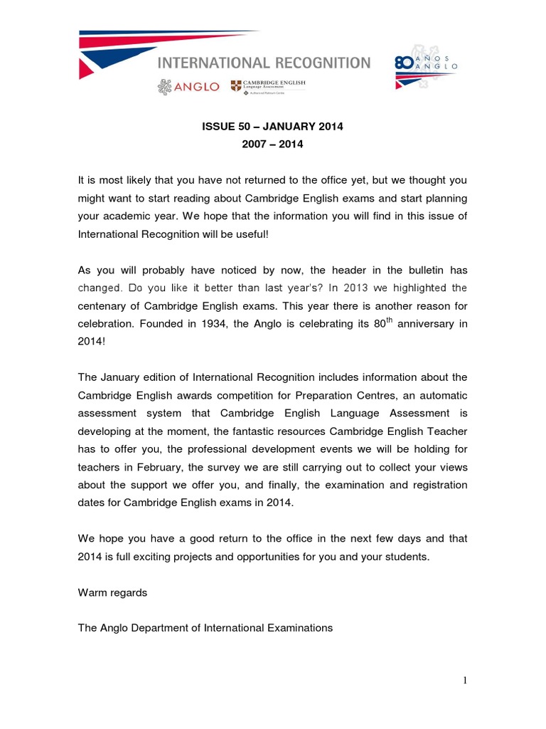 International Recognition - Issue 50 - January 2014 | PDF | Educational ...