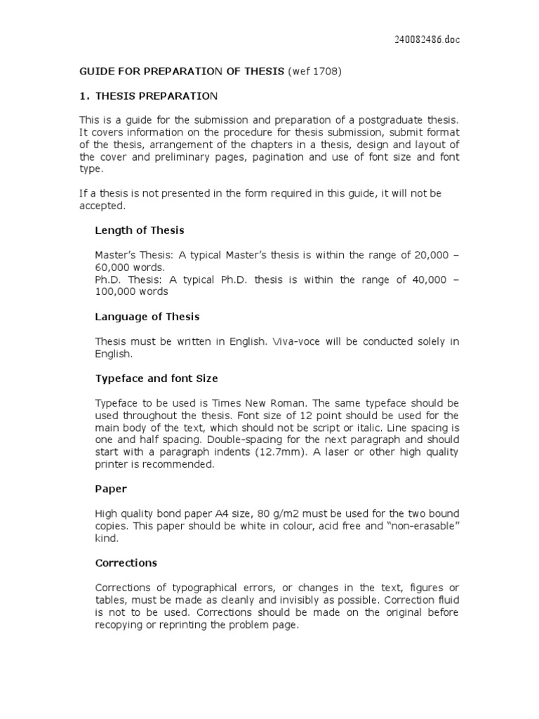 Thesis Preparation Guide for Postgraduates | PDF | Thesis | Typefaces