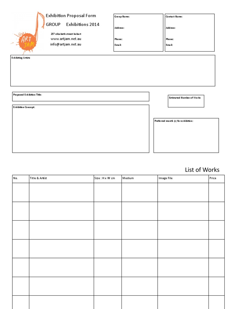 Exhibition Proposal Form Template | PDF