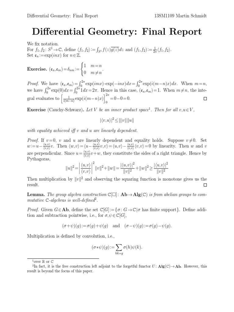 Differential Geometry Final Report Summary | PDF | Index Of A Subgroup ...