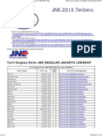 Daftar Tarif Ongkos Kirim JNE REGULAR Lengkap Dari JAKARTA Untuk Titipan Kilat Toko Online Anda