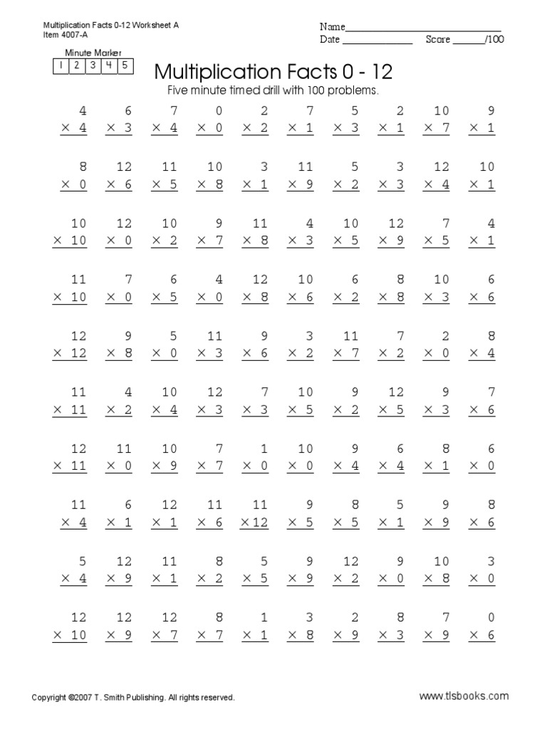 Math multiplication table facts pdf arithmetic multiplication