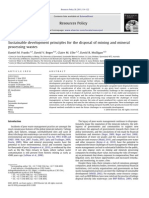 Sustainable Development Principles For The Disposal of Mining and Mineral Processing Wastes