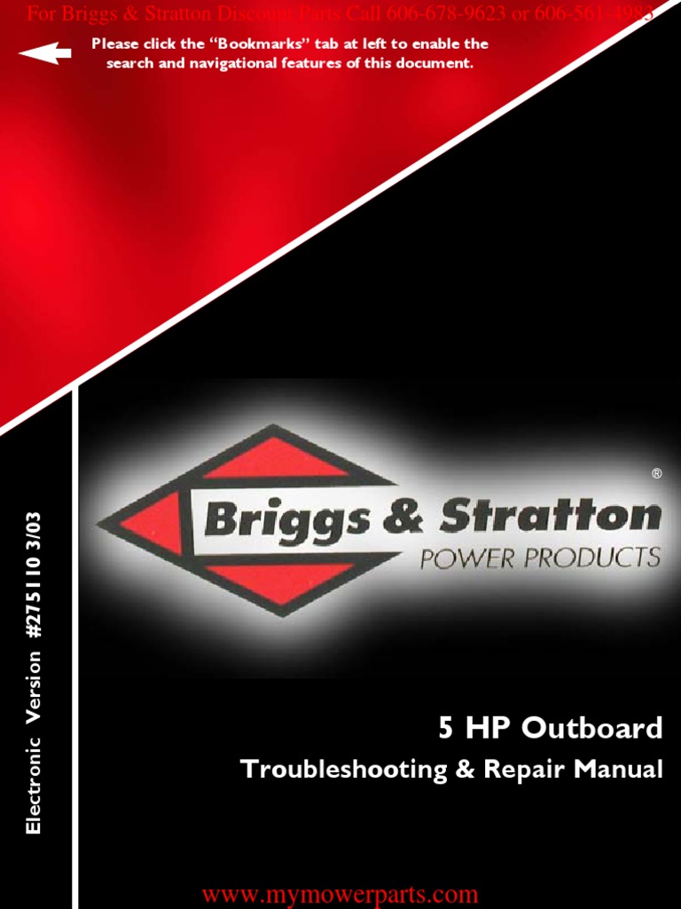 Outboard Repair Manual E-Book_275110 BRIGGS & STRATTON | Carburetor | Motor  Oil