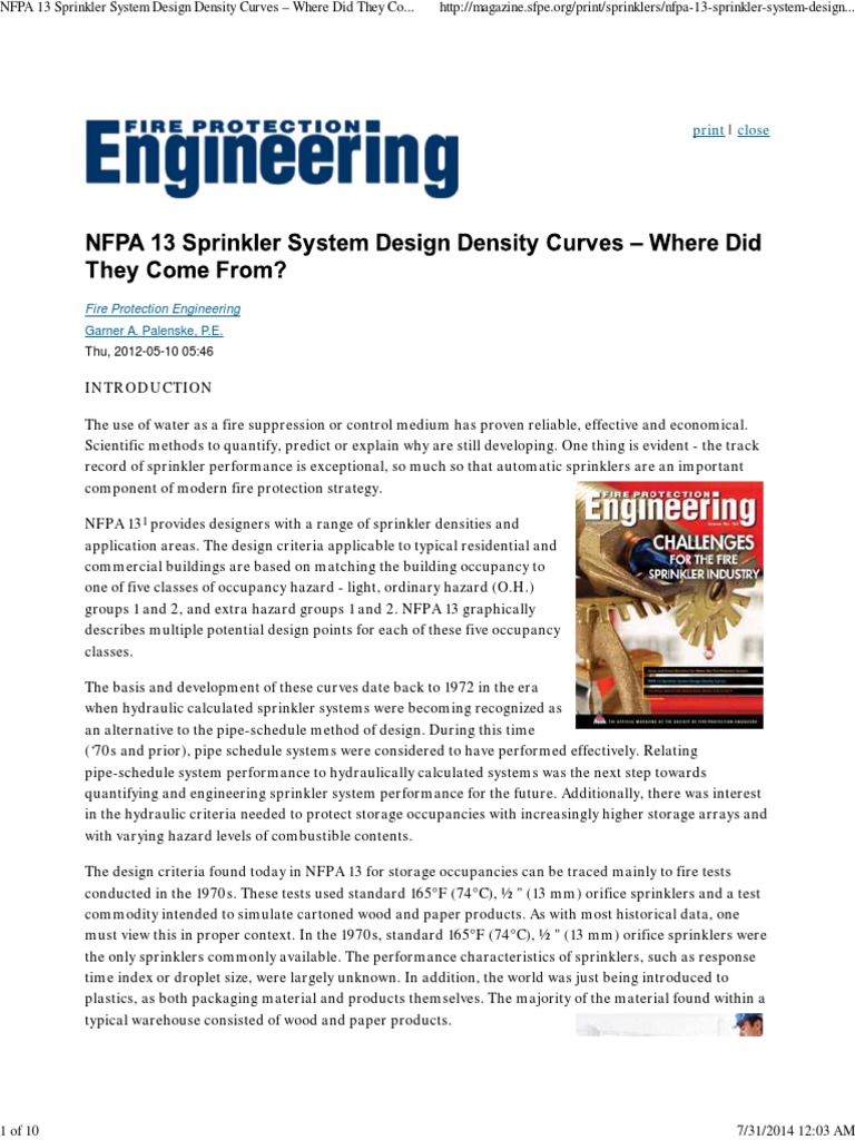 NFPA 13 Sprinkler System Design Density Curves Where Did They Come From Fire Sprinkler