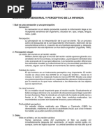 Desarrollo Sensorial y Perceptivo de La Infancia