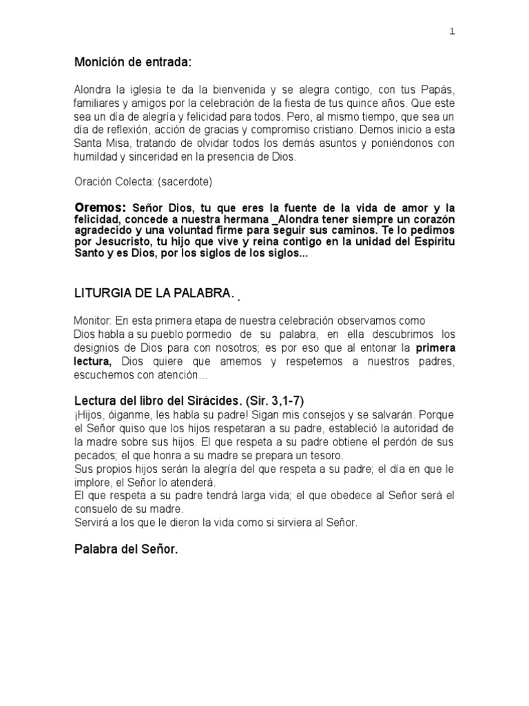 Monicion de Entrada Misa (liturgia) Gracia divina