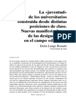 La Juventud de Los Universitarios Construidas Desde Distintas Clases Sociales