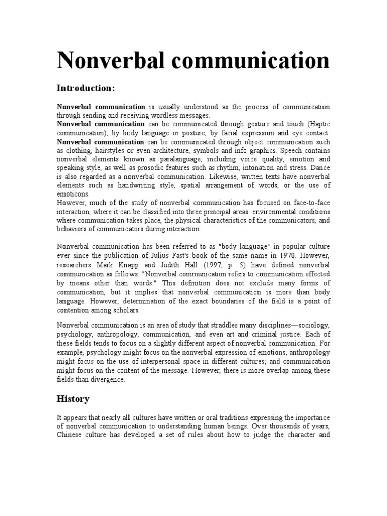 Nonverbal Communication | PDF | Nonverbal Communication | Gesture