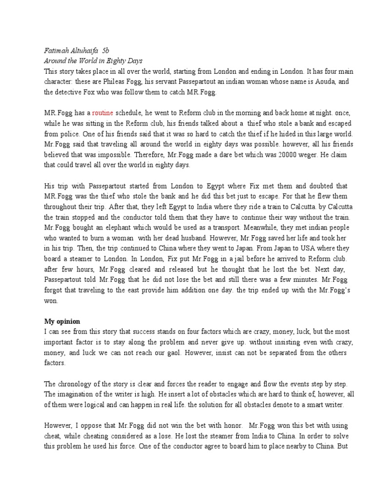 Around the World in Eighty Days summary Around The World In Eighty